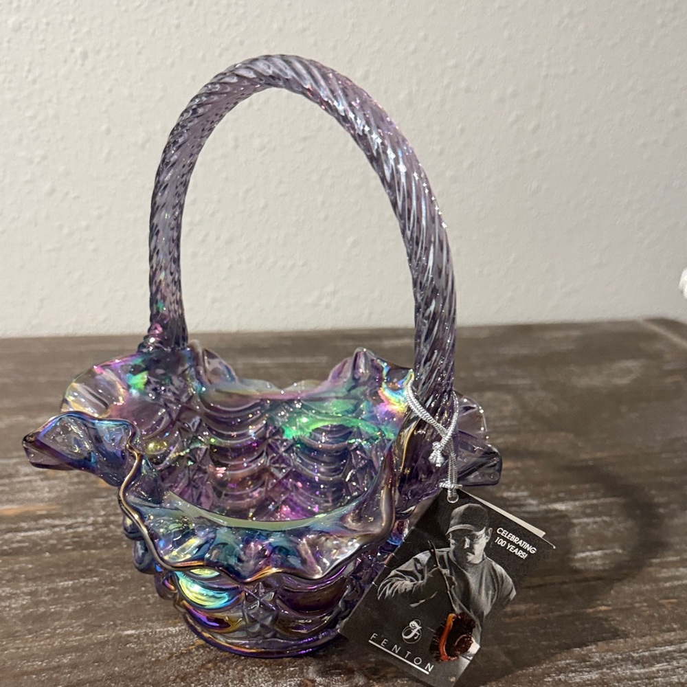 Fenton Violet Iridescent Basket
